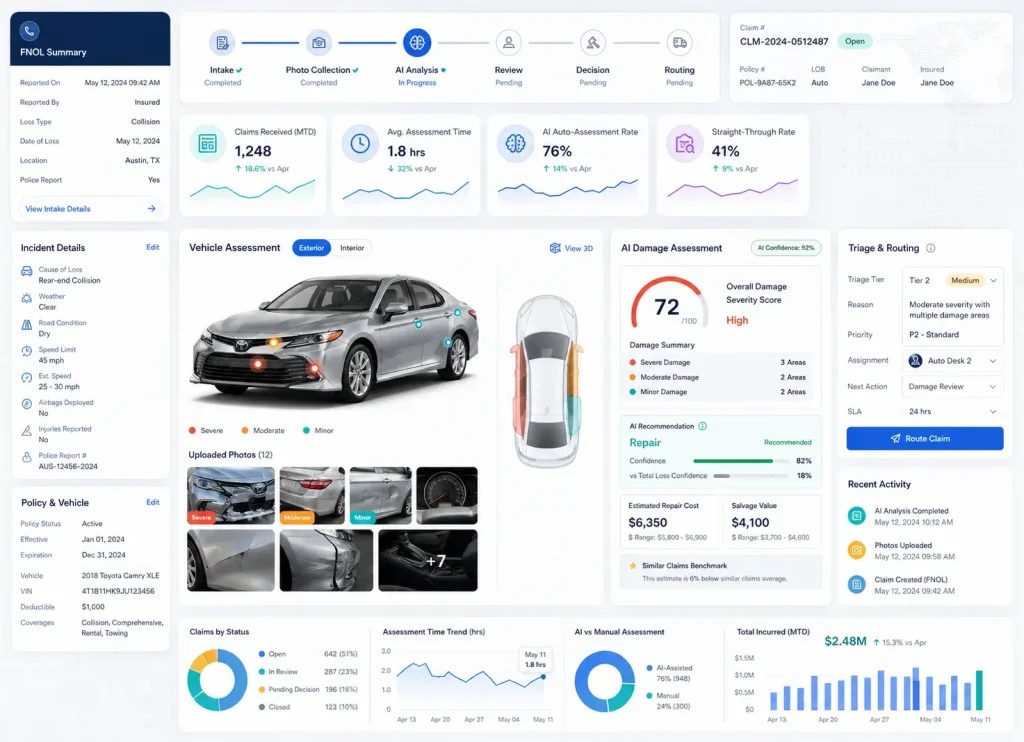 fnol and vehicle damage ai assessment system